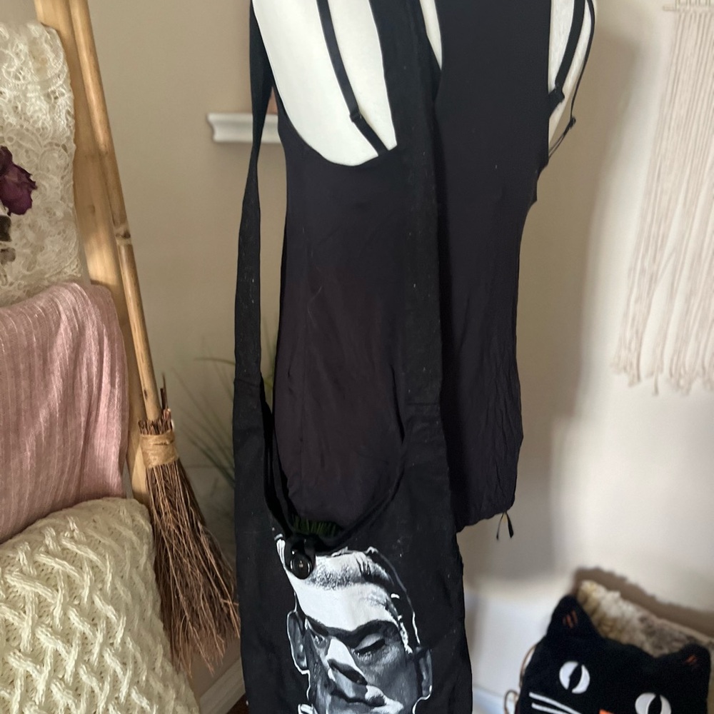 Black Graphic Frankenstein Cross Body Bag - Picture 3 of 5